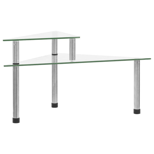 2-Tier Transparent Kitchen Shelf – 49.5x35x19 cm | Tempered Glass & Stainless Steel Organizer