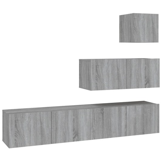 4 Piece TV Cabinet Set Grey Sonoma Engineered Wood