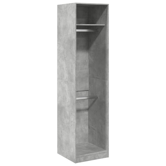 Concrete Grey Wardrobe – 50x50x200 cm | Compact Engineered Wood Closet