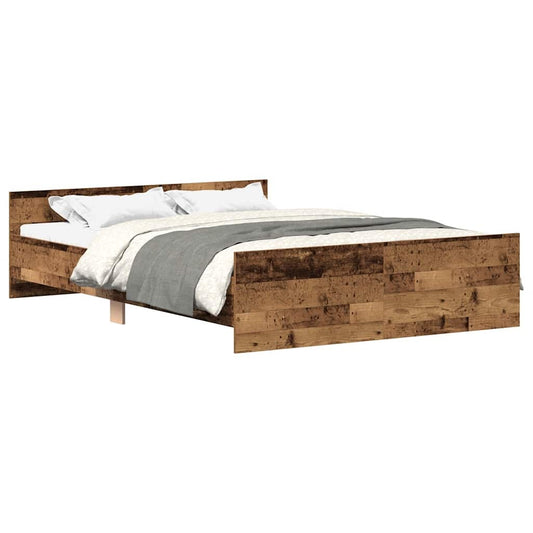 Bed Frame without Mattress – 135x190 cm Old Wood | Engineered Wood with Pinewood Slats