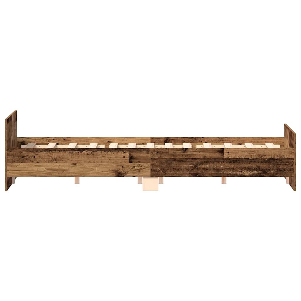 Bed Frame without Mattress – 135x190 cm Old Wood | Engineered Wood with Pinewood Slats