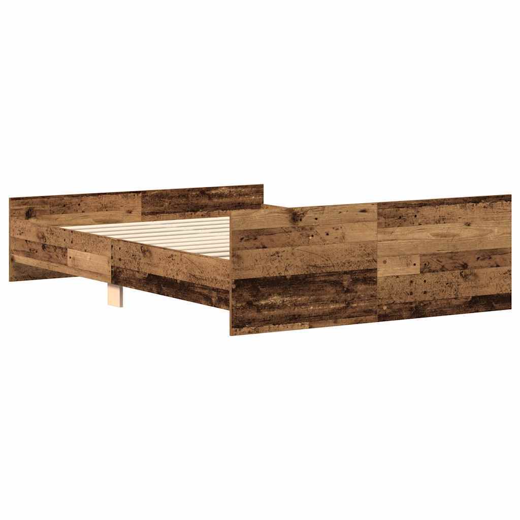 Bed Frame without Mattress – 135x190 cm Old Wood | Engineered Wood with Pinewood Slats