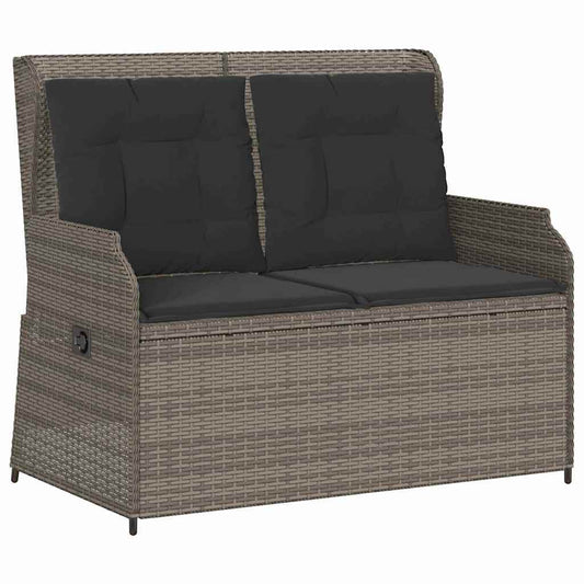 Garden Bench with Cushion Grey Poly rattan