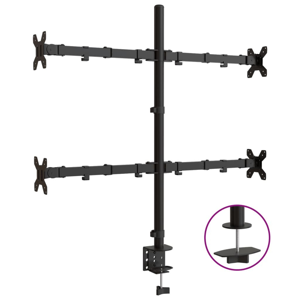 Adjustable Monitor Desk Mount – Steel Arm for 13"-27" Screens, VESA 75/100 mm, Clamp & Grommet