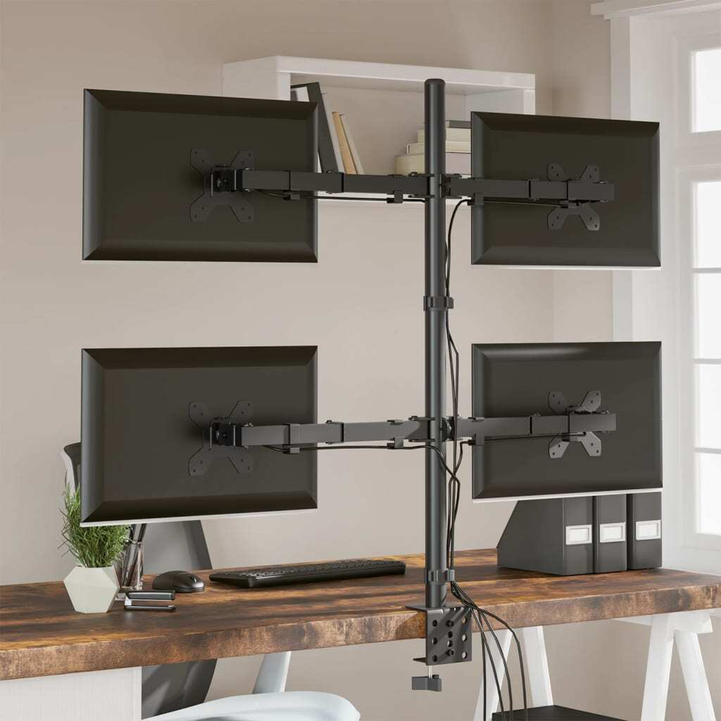Adjustable Monitor Desk Mount – Steel Arm for 13"-27" Screens, VESA 75/100 mm, Clamp & Grommet