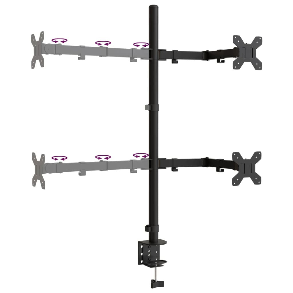 Adjustable Monitor Desk Mount – Steel Arm for 13"-27" Screens, VESA 75/100 mm, Clamp & Grommet