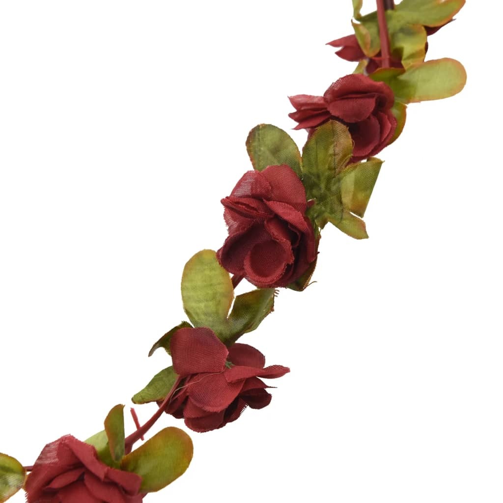 6pcs Christmas Flower Garlands – 250cm Wine Red Artificial Silk & PE Decoration