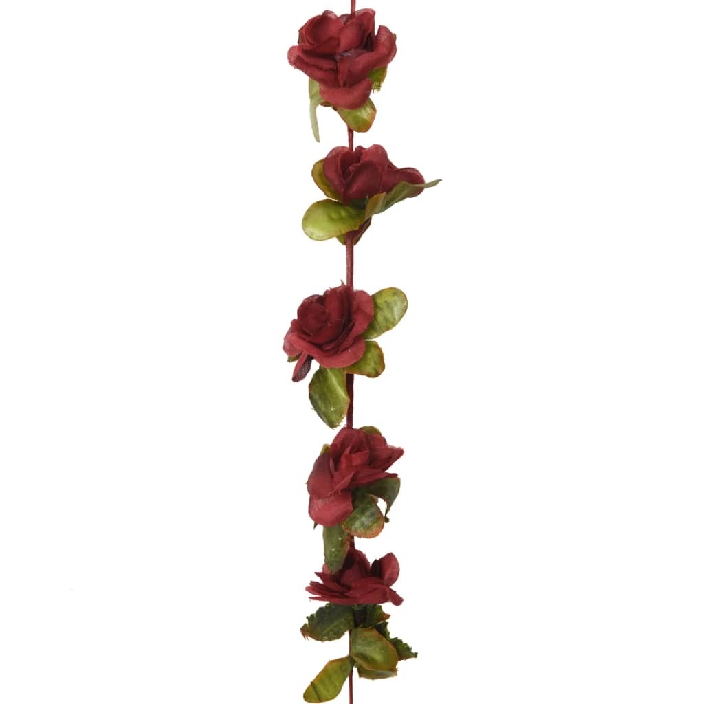 6pcs Christmas Flower Garlands – 250cm Wine Red Artificial Silk & PE Decoration
