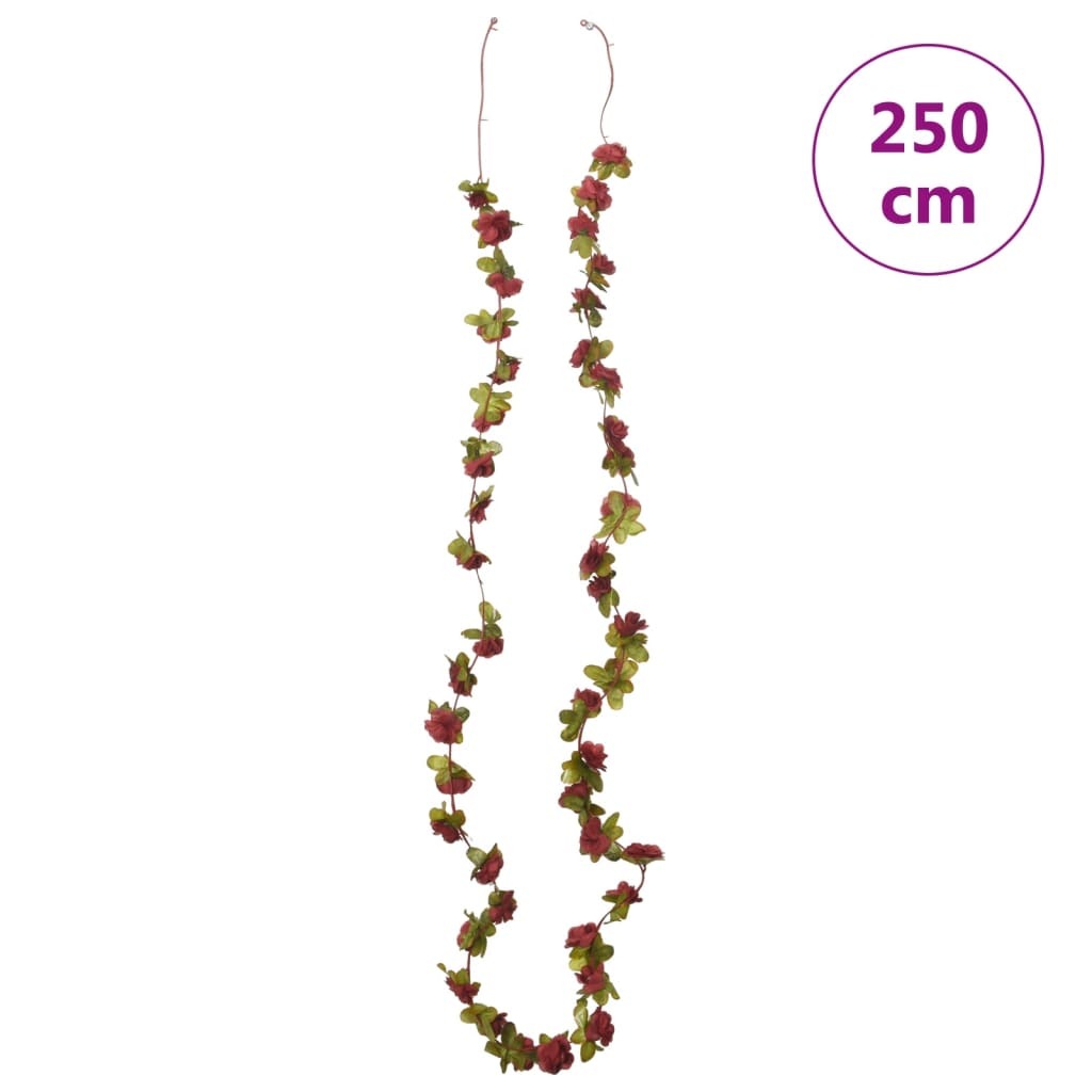 6pcs Christmas Flower Garlands – 250cm Wine Red Artificial Silk & PE Decoration