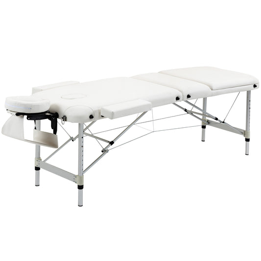 HOMCOM Folding Massage Table – Adjustable Aluminium Frame, PVC Leather, Headrest Included