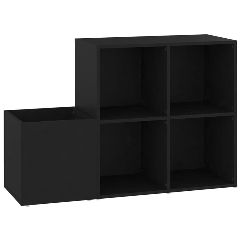 Black Hall Shoe Cabinet – 105x35.5x70 cm | Modern Engineered Wood Storage Unit