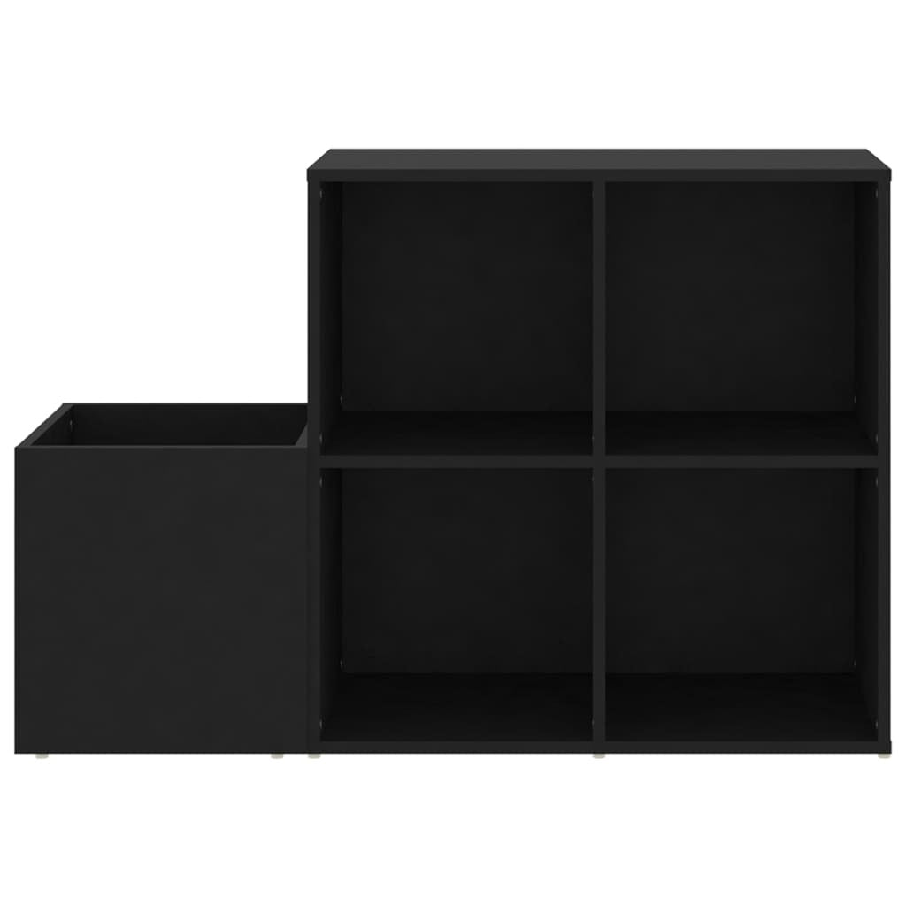 Black Hall Shoe Cabinet – 105x35.5x70 cm | Modern Engineered Wood Storage Unit
