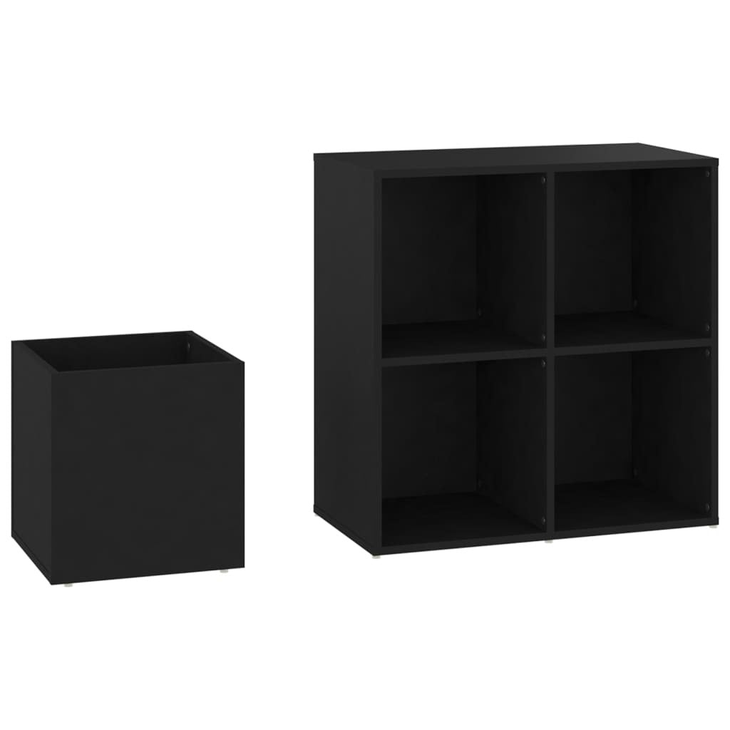 Black Hall Shoe Cabinet – 105x35.5x70 cm | Modern Engineered Wood Storage Unit