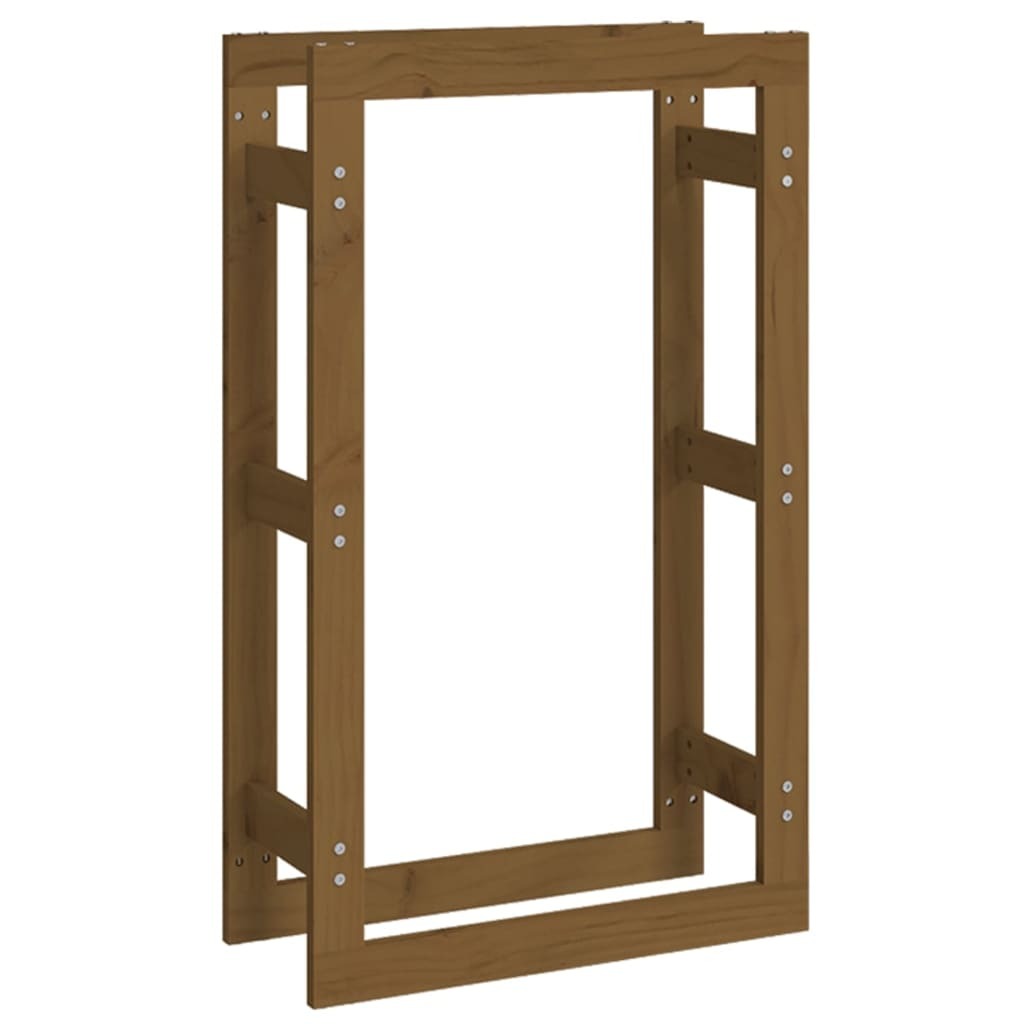Honey Brown Firewood Rack – Solid Pine Wood Log Holder | 60x25x100 cm