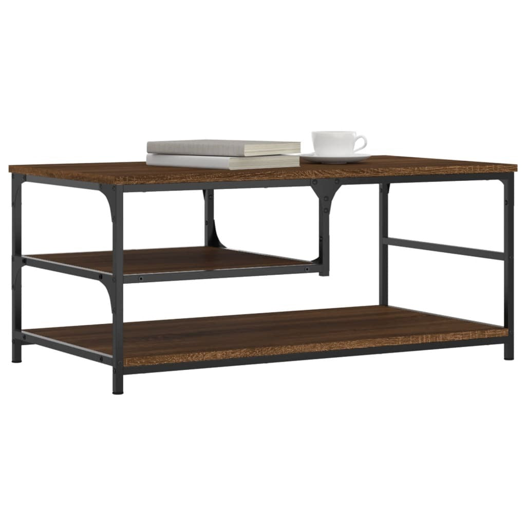 Coffee Table Brown Oak – 90x49x40 cm – Engineered Wood with Metal Frame – Elegant & Functional Living Room Table