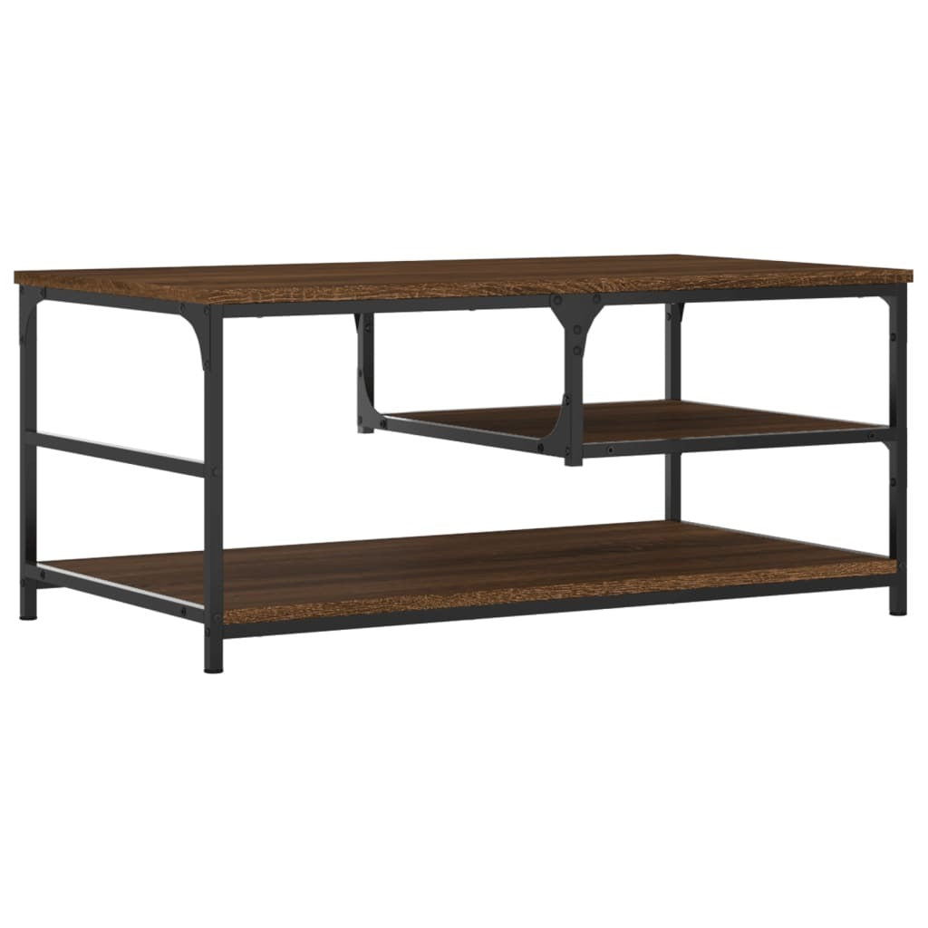 Coffee Table Brown Oak – 90x49x40 cm – Engineered Wood with Metal Frame – Elegant & Functional Living Room Table