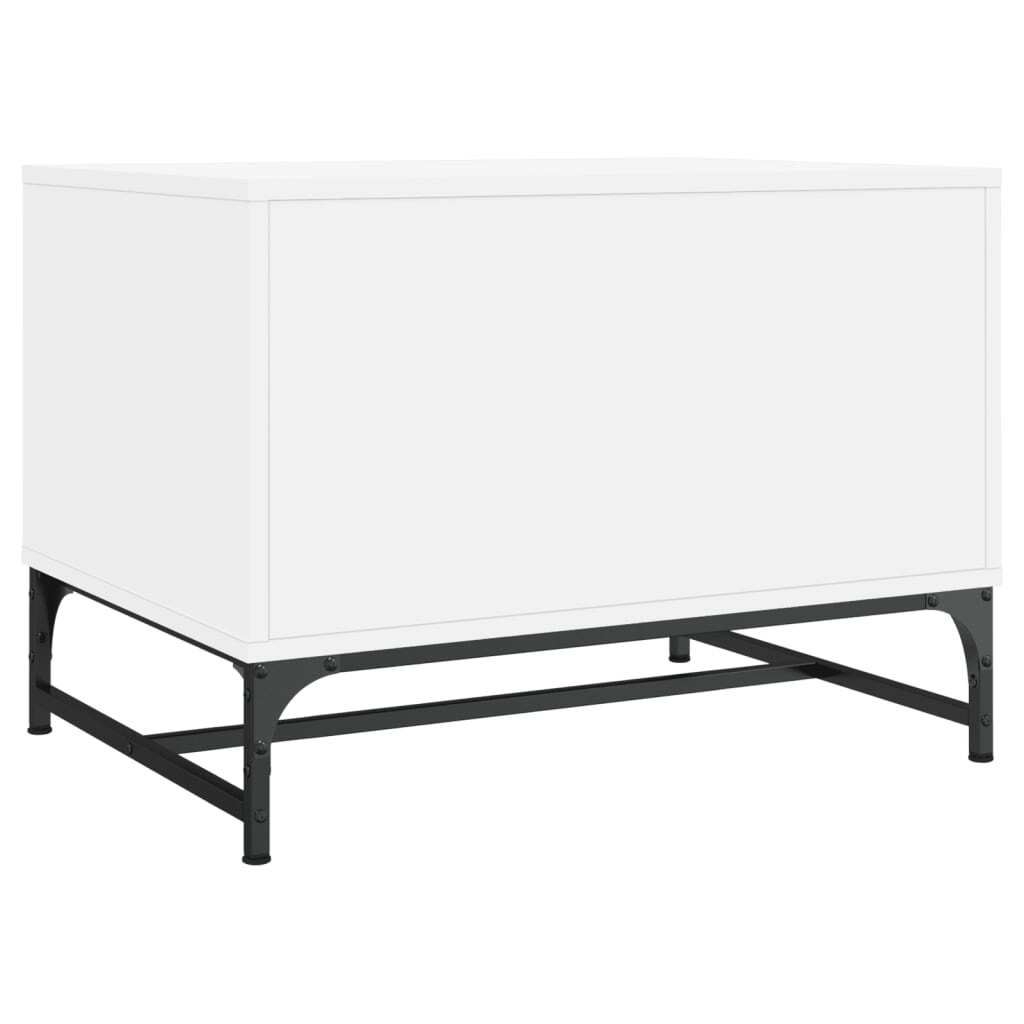 Modern White Coffee Table with Glass Doors – Engineered Wood Storage Table (68.5x50x50 cm)