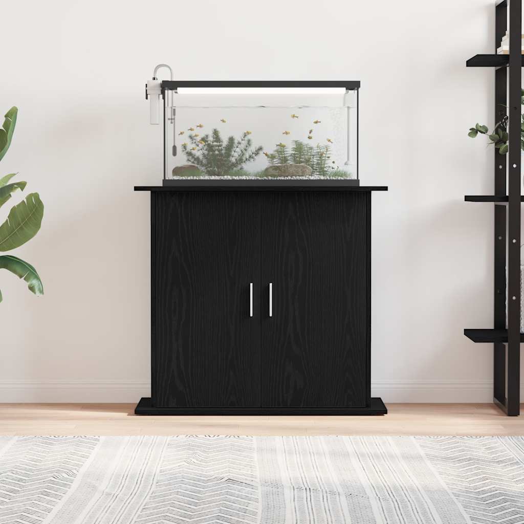 Aquarium Stand – 81x36x73 cm Black Oak | Engineered Wood Cabinet with Storage for Fish Tank
