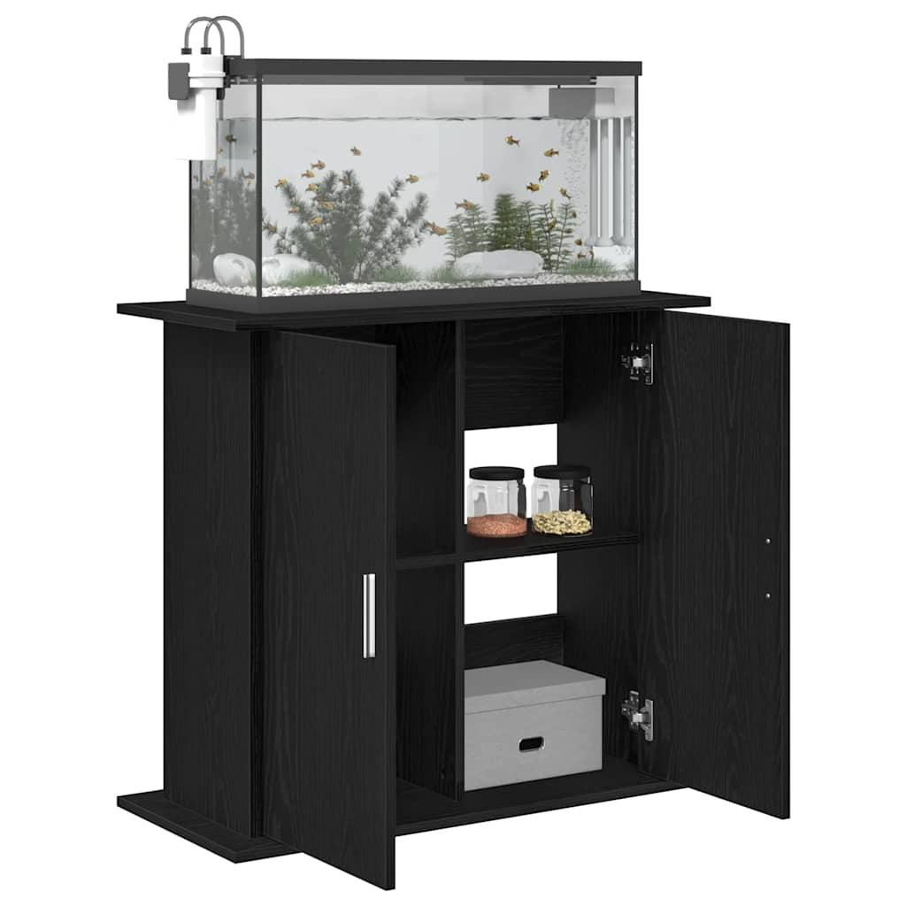 Aquarium Stand – 81x36x73 cm Black Oak | Engineered Wood Cabinet with Storage for Fish Tank
