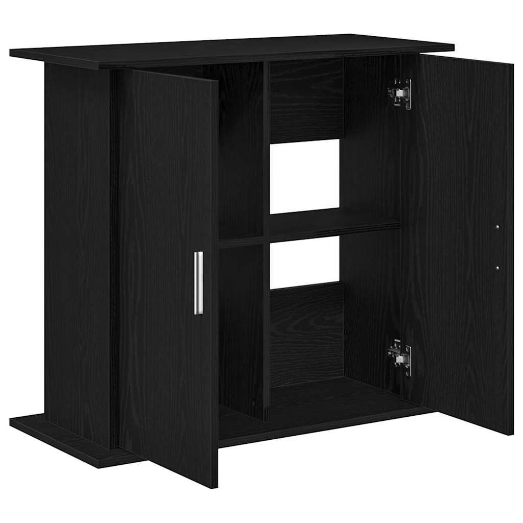 Aquarium Stand – 81x36x73 cm Black Oak | Engineered Wood Cabinet with Storage for Fish Tank