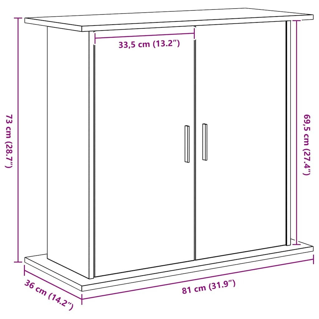 Aquarium Stand – 81x36x73 cm Black Oak | Engineered Wood Cabinet with Storage for Fish Tank