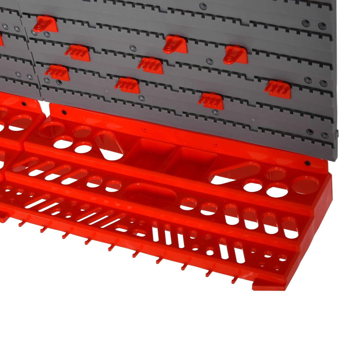 Wall Mounted Garage Tool Organiser – Heavy-Duty Pegboard Storage Unit (Grey/Red)