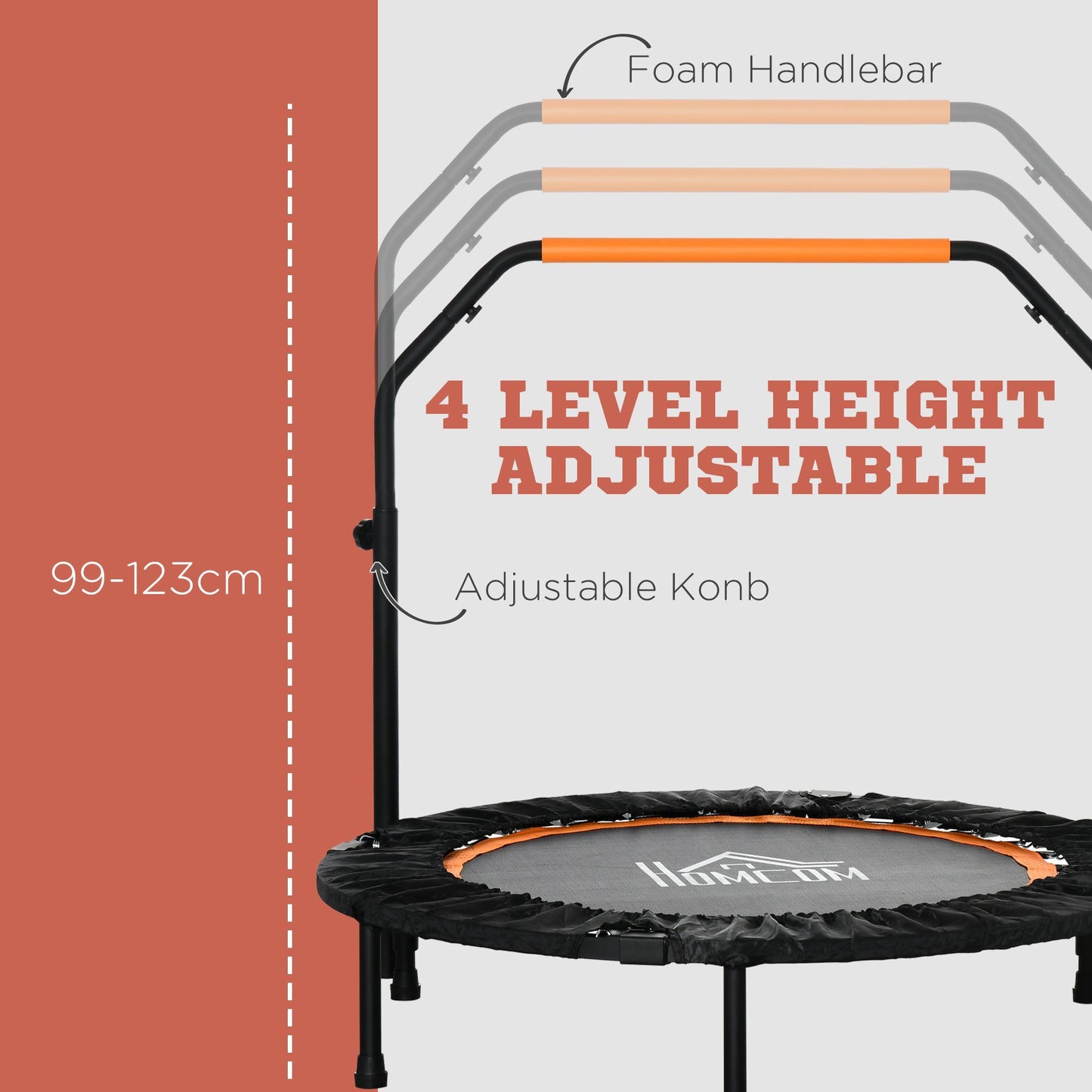 40" Foldable Fitness Trampoline Rebounder with Adjustable Handle ā Home Gym Workout