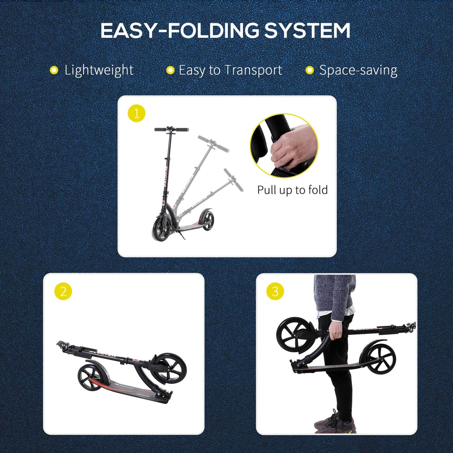 Scooter for Teens & Adults – Adjustable Aluminium Frame, Age 14+, Black