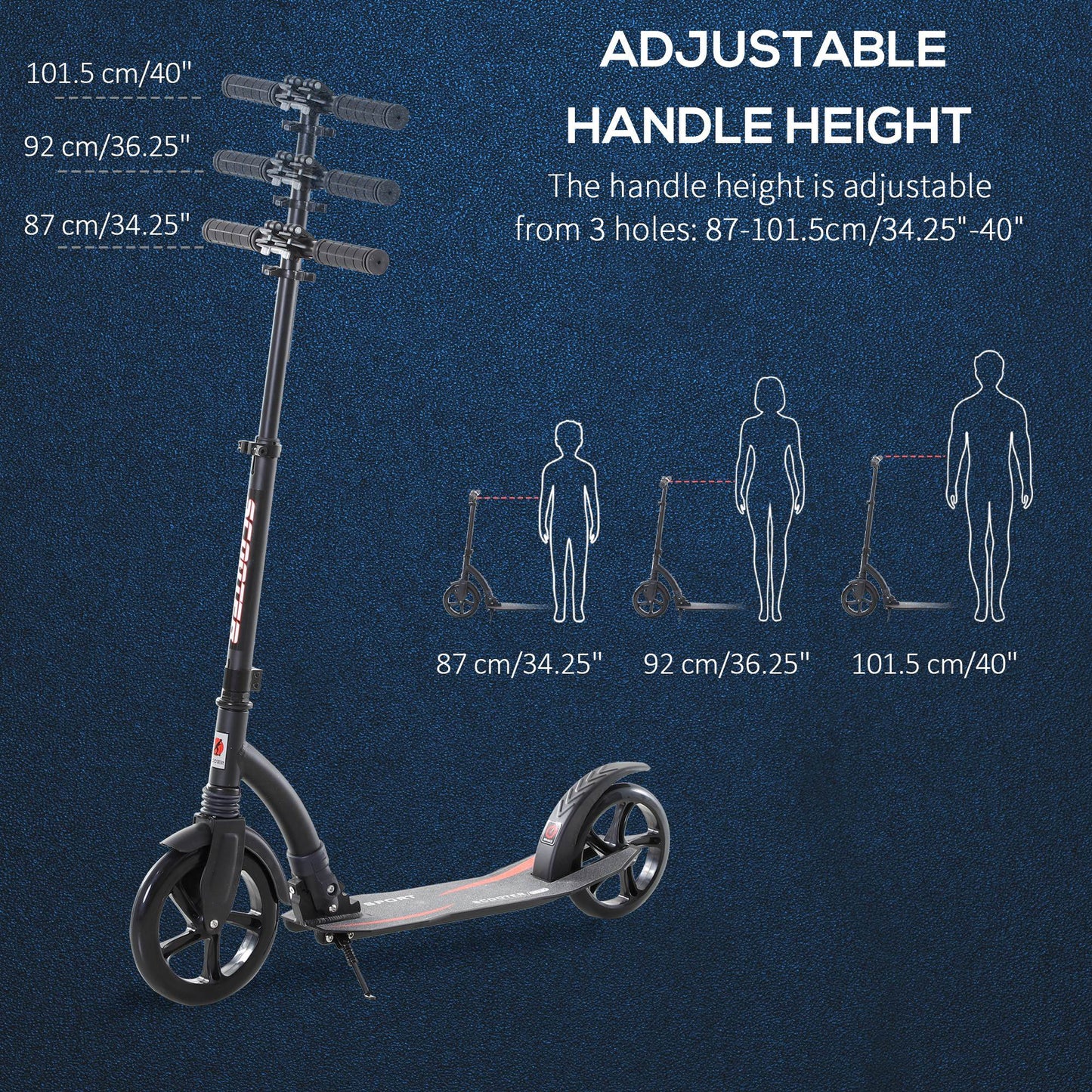Scooter for Teens & Adults – Adjustable Aluminium Frame, Age 14+, Black