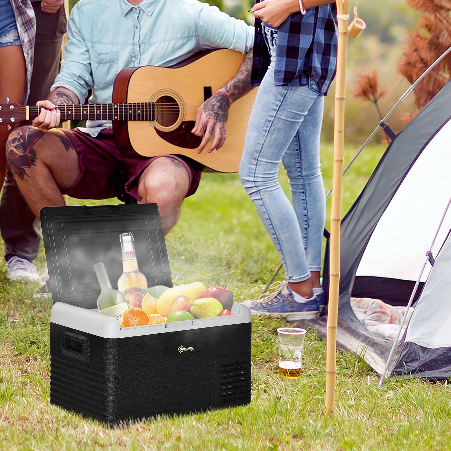 30L 12V Portable Car Refrigerator – Freezer for Camping, Driving, and Outdoor Adventures by Outsunny