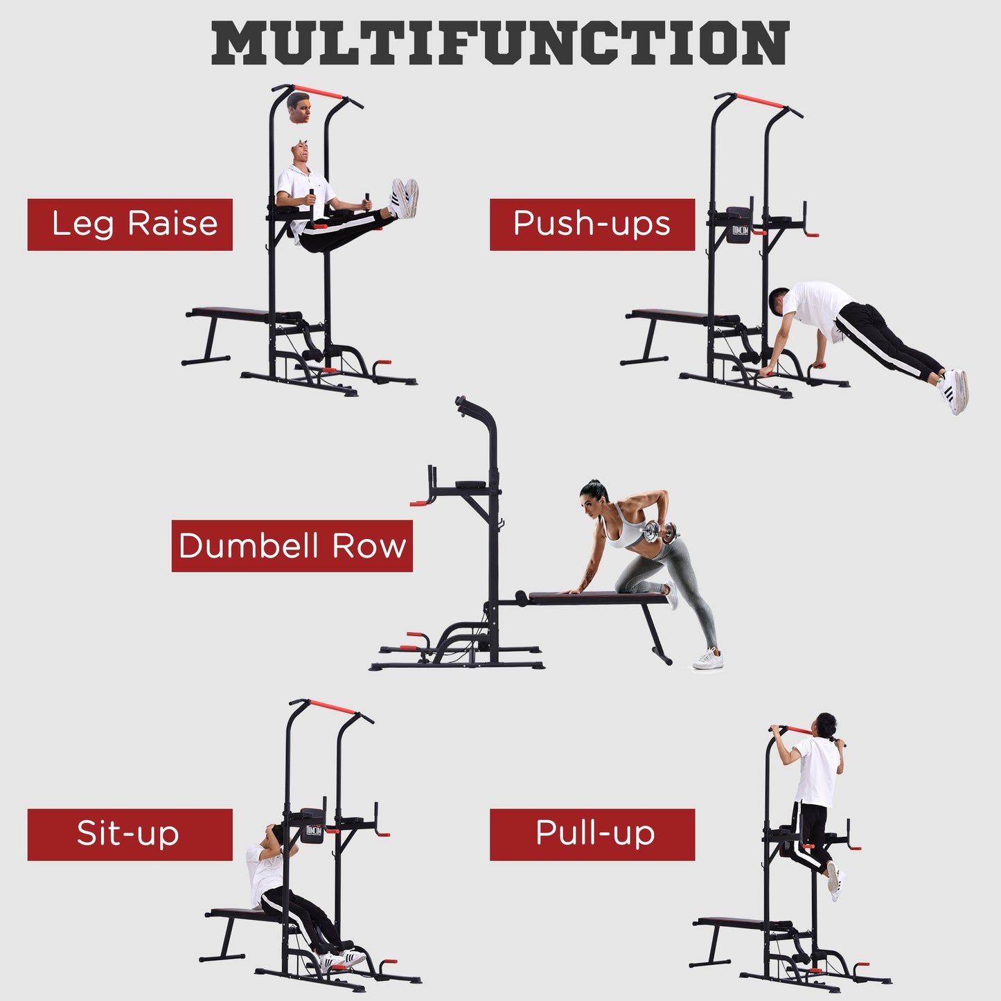 Multifunction Home Gym Station ā Steel Frame Workout Tower with Bench, Bars & Ropes by HOMCOM