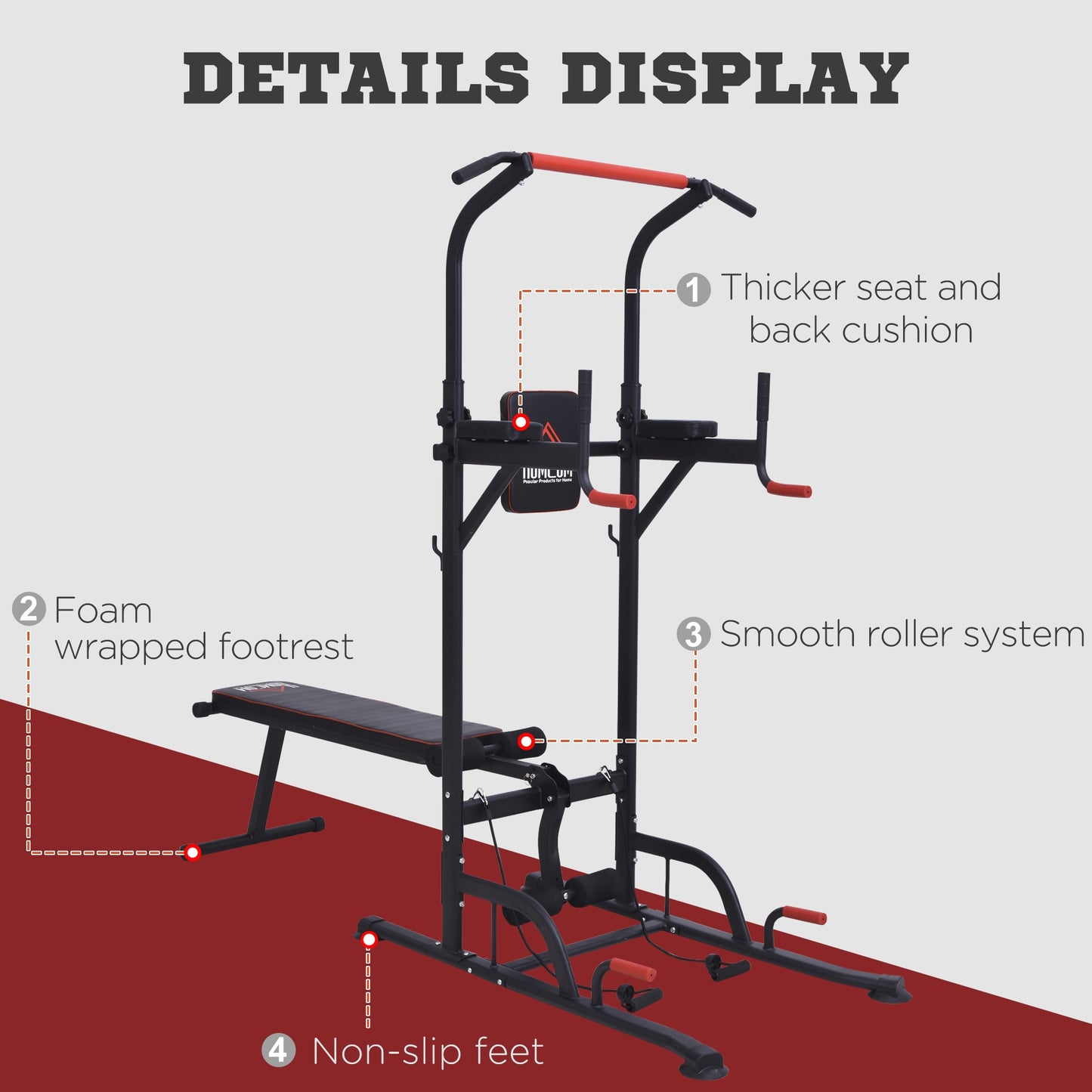 Multifunction Home Gym Station ā Steel Frame Workout Tower with Bench, Bars & Ropes by HOMCOM