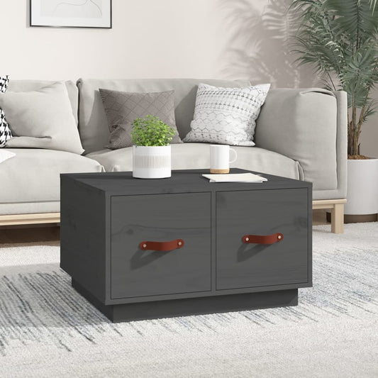 Grey Coffee Table – 60x53x35 cm | Solid Pinewood Modern Accent Table