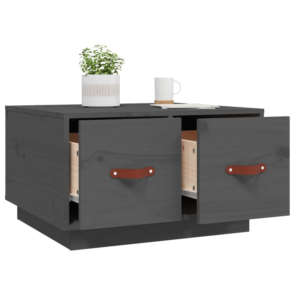 Grey Coffee Table – 60x53x35 cm | Solid Pinewood Modern Accent Table