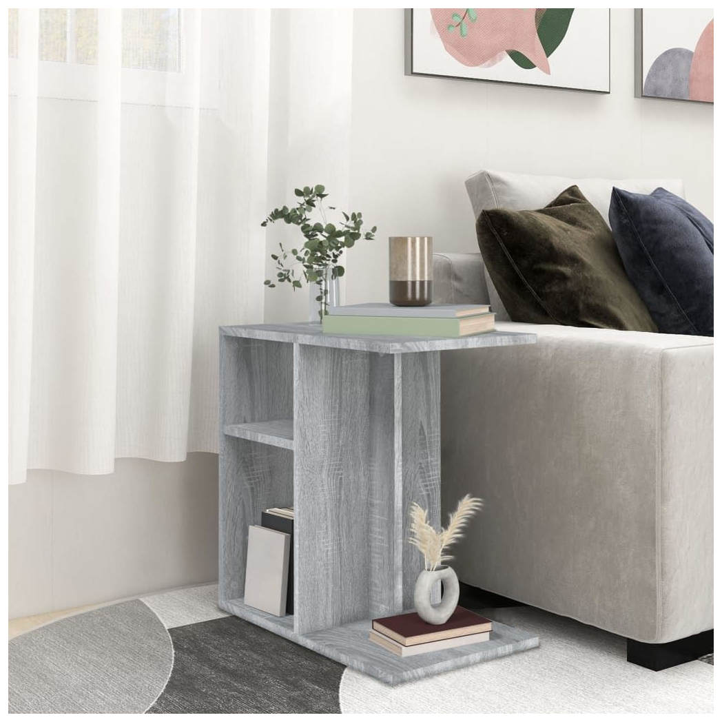 Grey Sonoma Side Table – 50x30x50 cm | Modern Engineered Wood Accent Table for Small Spaces