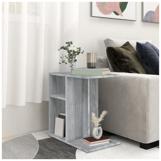 Grey Sonoma Side Table – 50x30x50 cm | Modern Engineered Wood Accent Table for Small Spaces