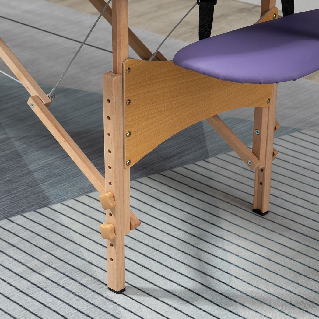 Purple Portable Massage Table – 2-Section Folding Spa & Beauty Bed with Carry Case