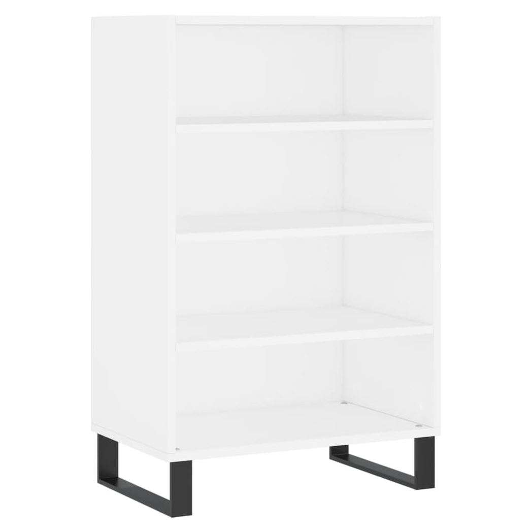White Highboard – 57x35x90 cm | Modern Storage Cabinet in Engineered Wood with Iron Legs