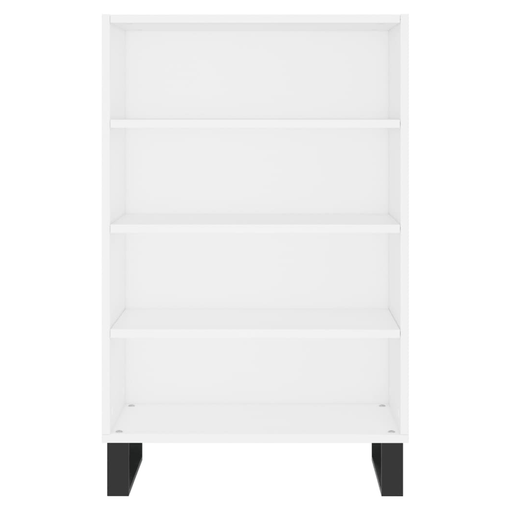 White Highboard – 57x35x90 cm | Modern Storage Cabinet in Engineered Wood with Iron Legs