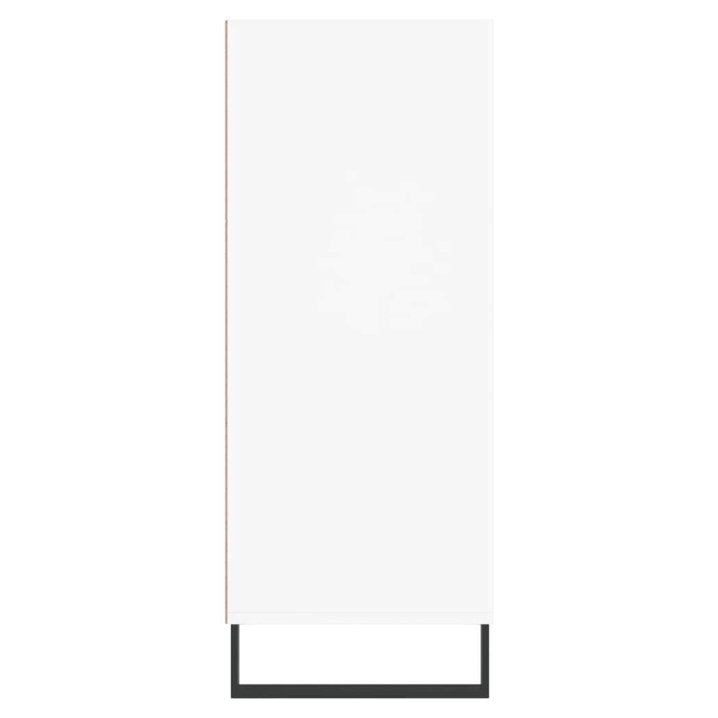 White Highboard – 57x35x90 cm | Modern Storage Cabinet in Engineered Wood with Iron Legs