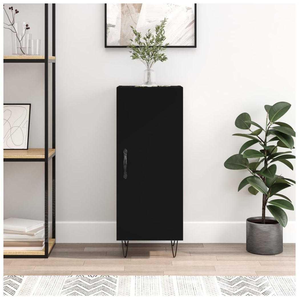 Black Sideboard – 34.5x34x90 cm | Engineered Wood Modern Storage Unit