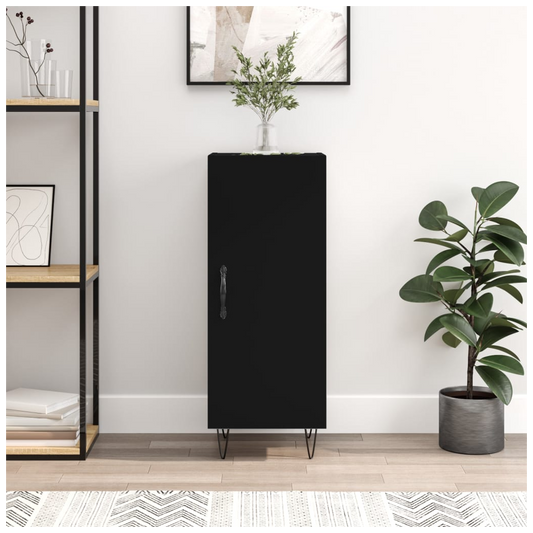 Black Sideboard – 34.5x34x90 cm | Engineered Wood Modern Storage Unit
