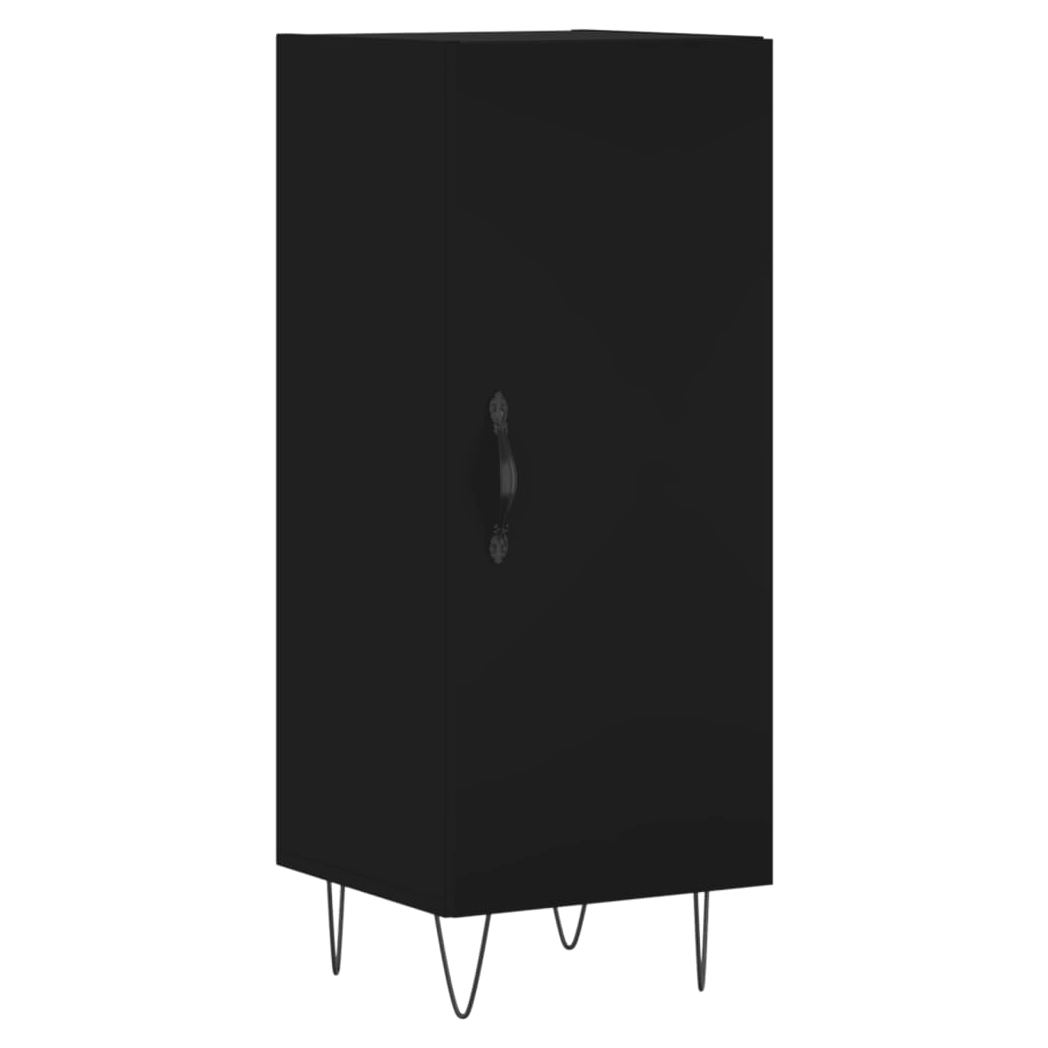 Black Sideboard – 34.5x34x90 cm | Engineered Wood Modern Storage Unit