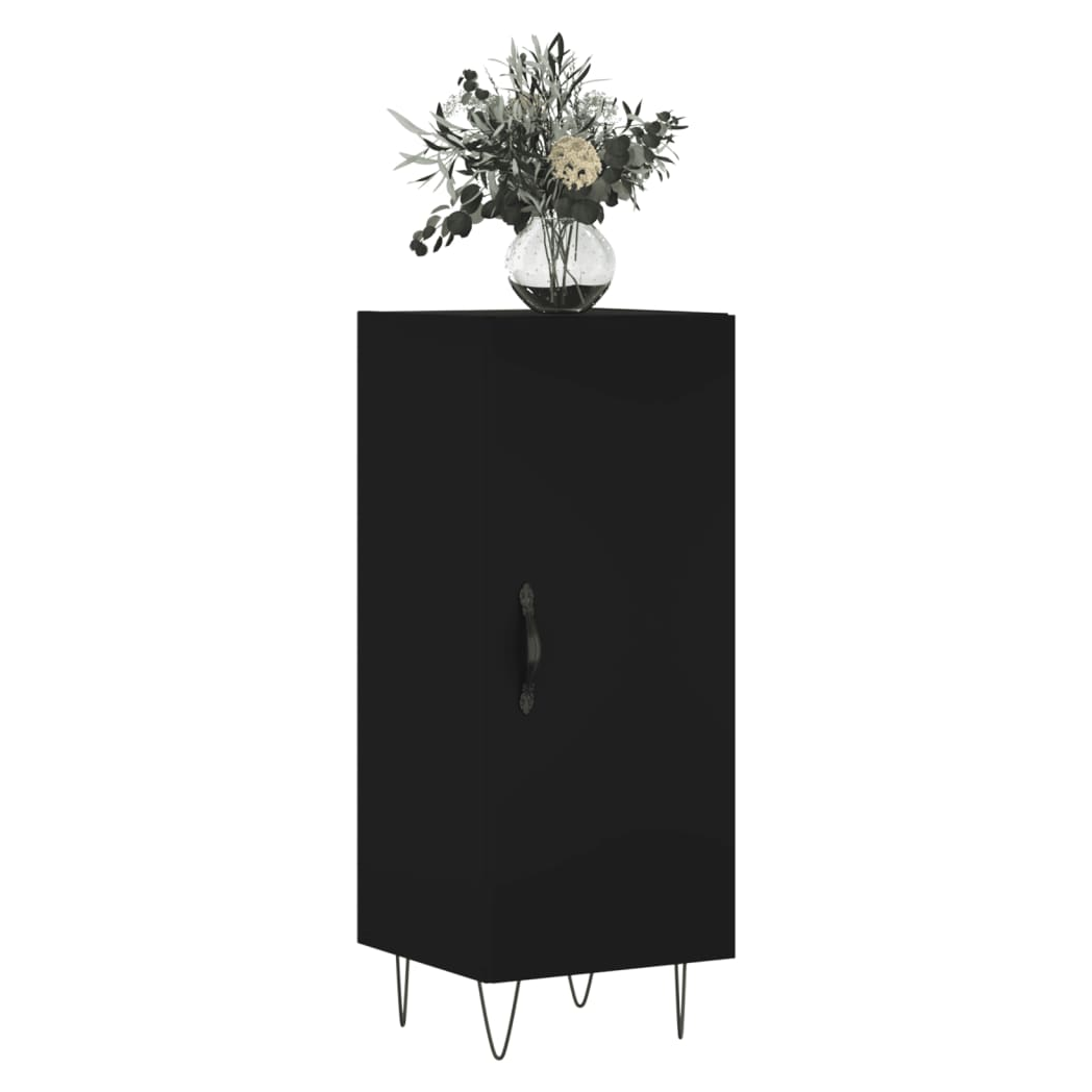Black Sideboard – 34.5x34x90 cm | Engineered Wood Modern Storage Unit