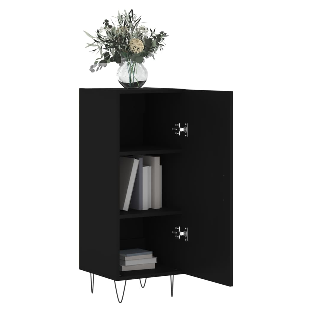 Black Sideboard – 34.5x34x90 cm | Engineered Wood Modern Storage Unit