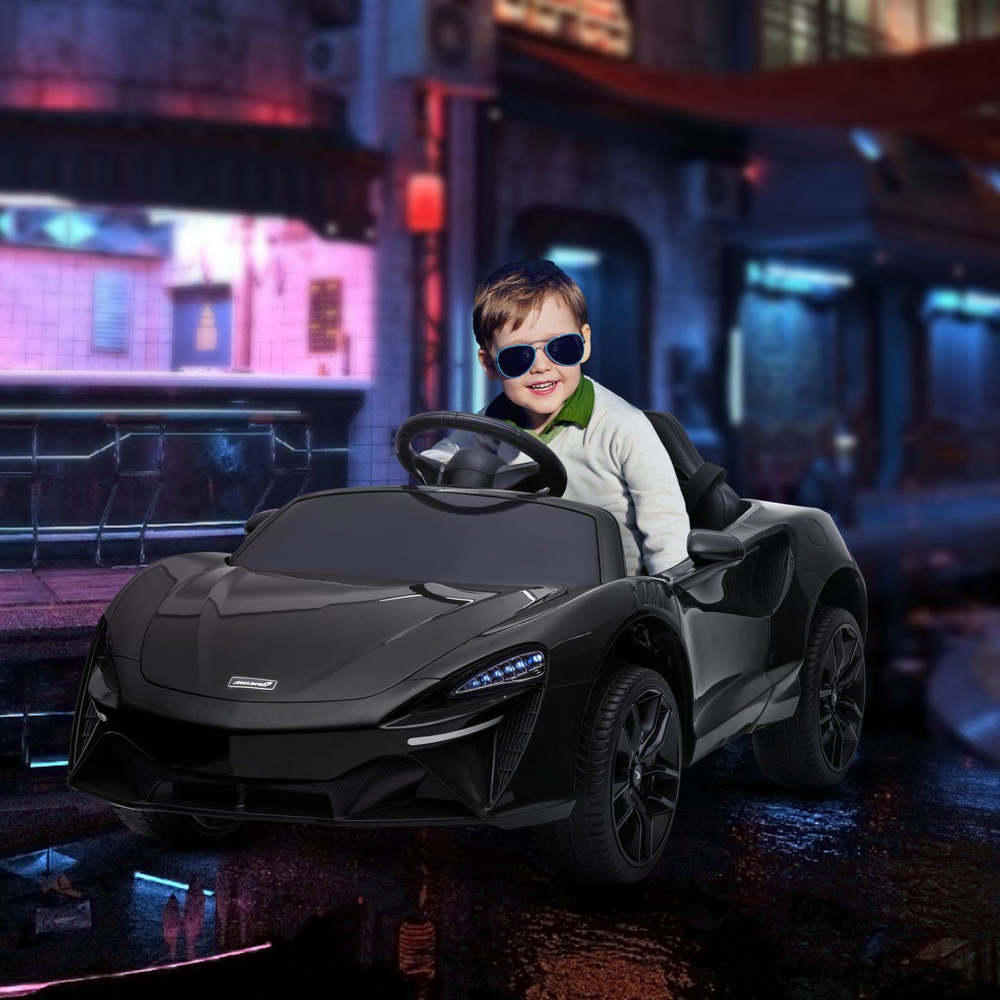 McLaren Licensed 12V Kids Electric Ride-On Car β Black | Remote Control, Music, 3β6 Yrs