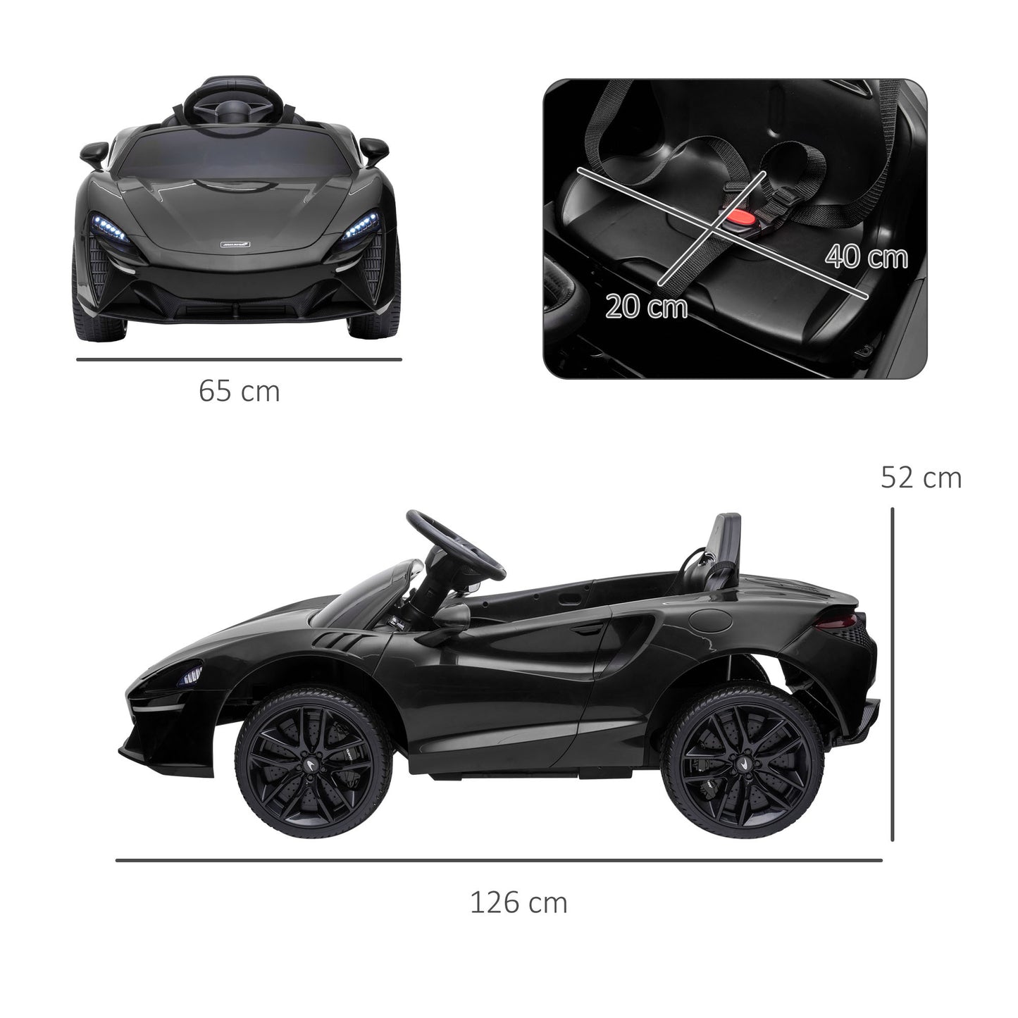 McLaren Licensed 12V Kids Electric Ride-On Car β Black | Remote Control, Music, 3β6 Yrs
