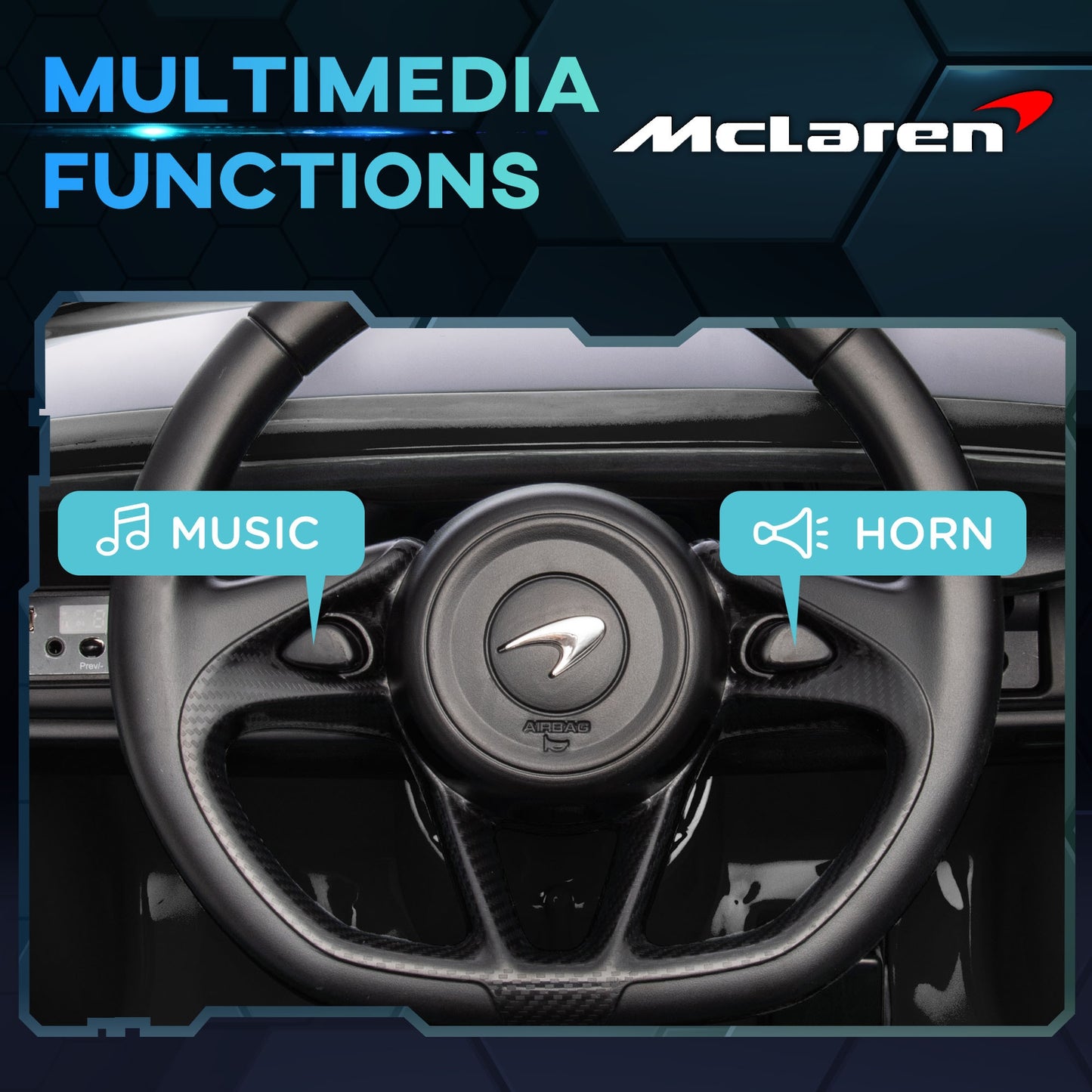 McLaren Licensed 12V Kids Electric Ride-On Car β Black | Remote Control, Music, 3β6 Yrs