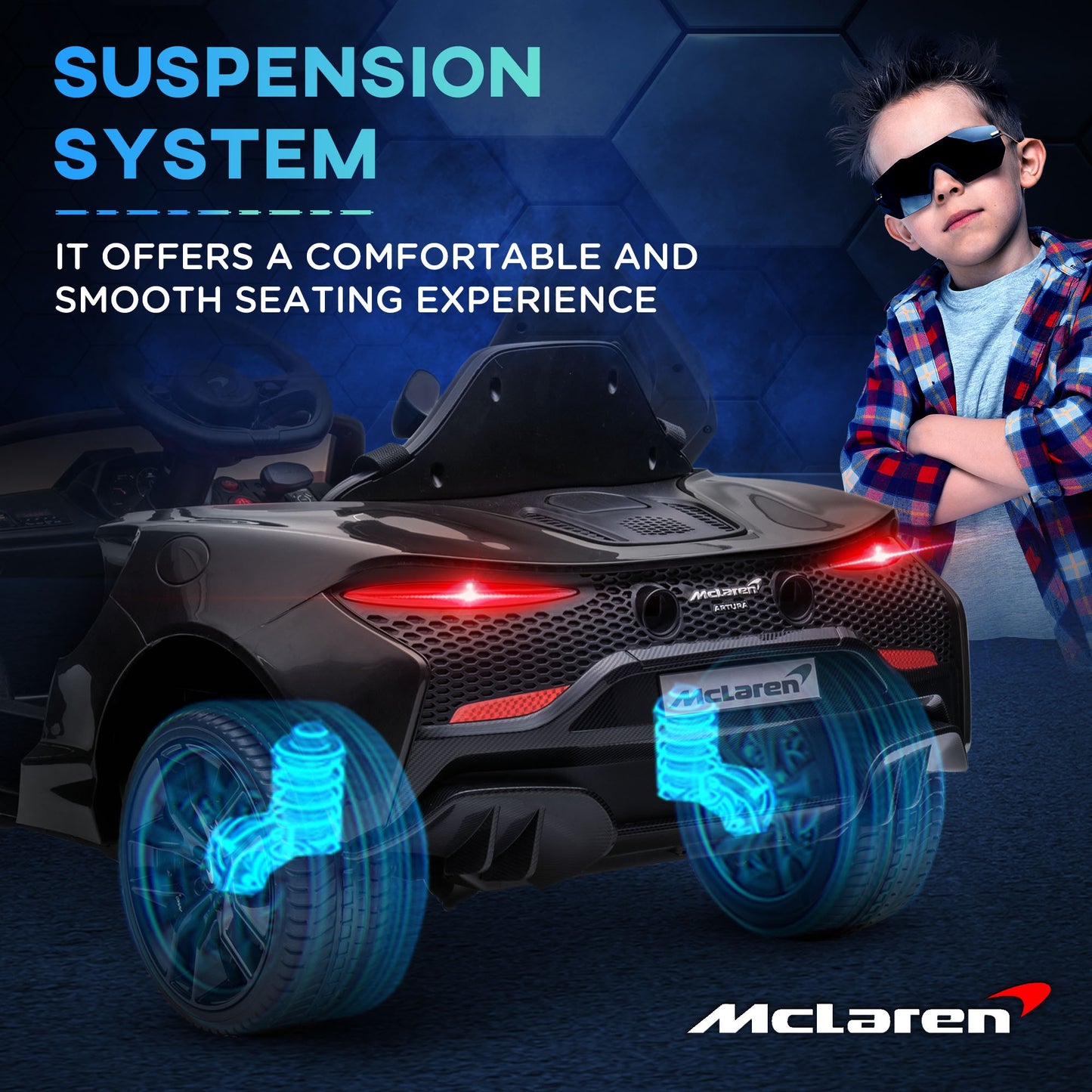 McLaren Licensed 12V Kids Electric Ride-On Car β Black | Remote Control, Music, 3β6 Yrs