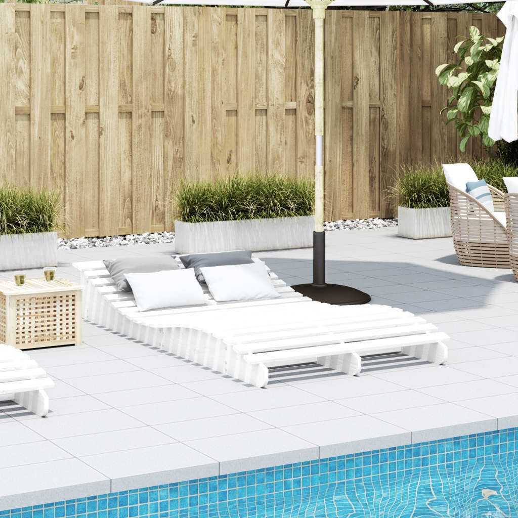 White Wooden Sun Lounger – Solid Pine Outdoor Recliner | 205x110 cm